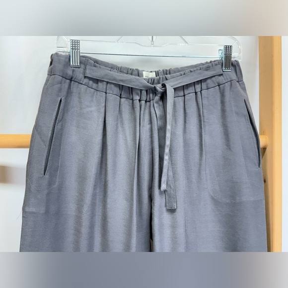 AMS PURE Gray elastic tie waist straight leg pants size 10 - Picture 3 of 12